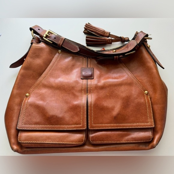 Dooney and Bourke Vintage Florentine Brown Leather Kingston Hobo Bag - Picture 3 of 16